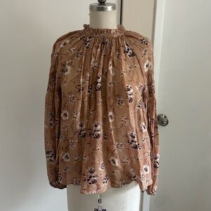 Ulla Johnson soft pink lurex silk blouse size 4